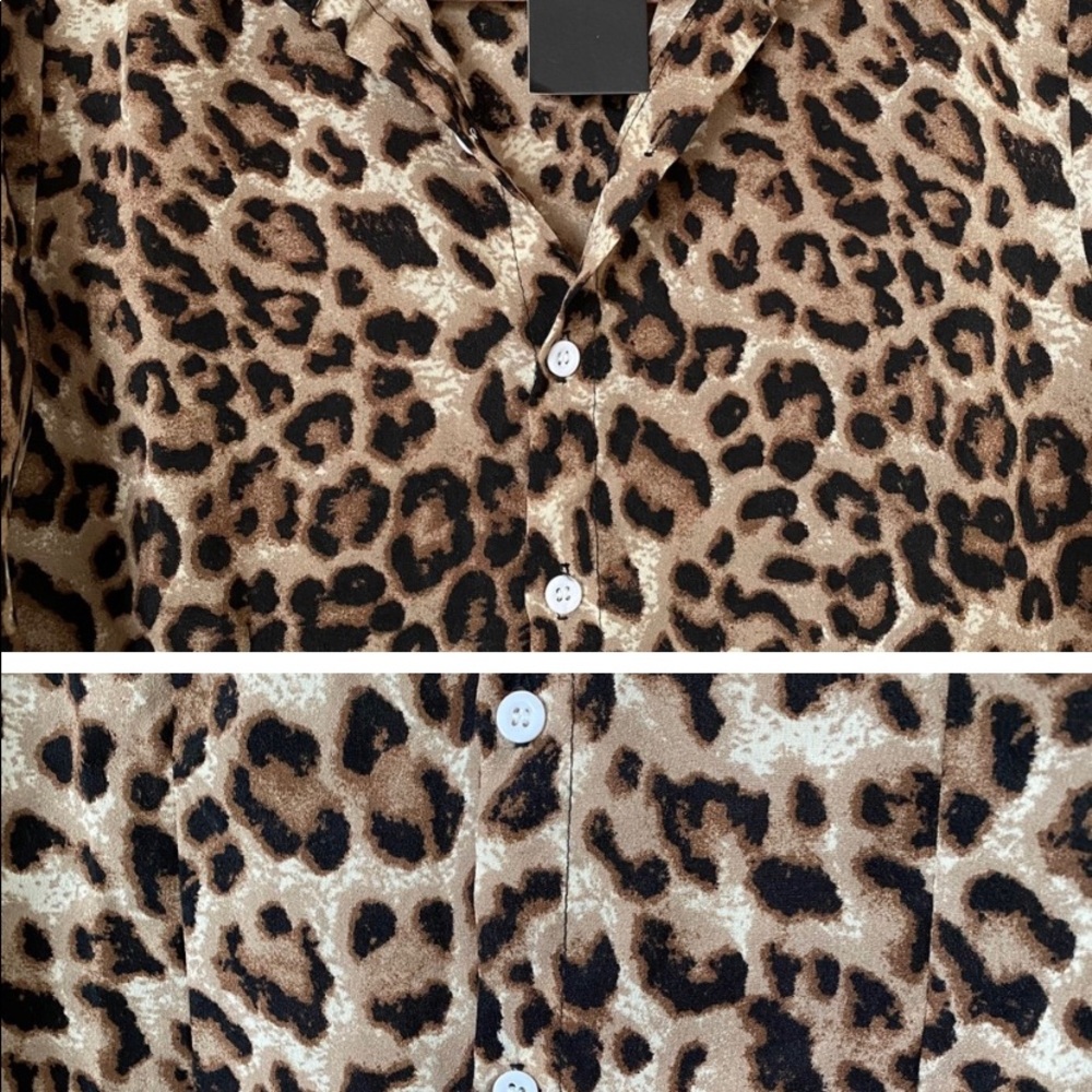Leopard Button Down Blouse Size Large - Picture 4 of 4